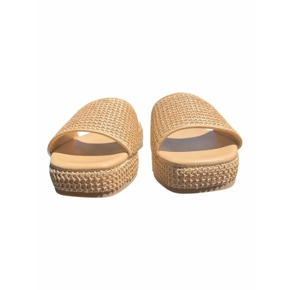 Jack Rogers Bay Raffia Flatform Slide Sandals Natural Size 8.5 NIB
